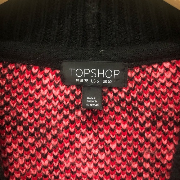 Topshop Leopard Print Sweater Pink + Red - SZ 6 - Picture 3 of 5
